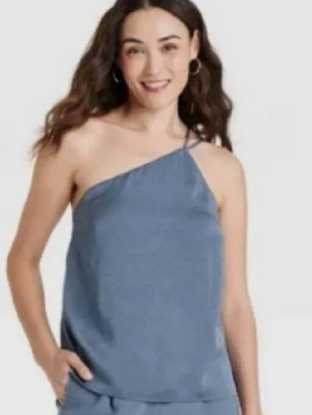 NWT A New Day Tank Top Women's Blue One Shoulder Adjustable Strap Cami